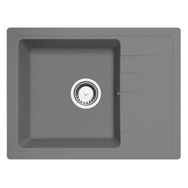 Zlewozmywak granitowy GranMaster Gracia 580x440x164 mm, jednokomorowy z ociekaczem, tytan 1 szt.