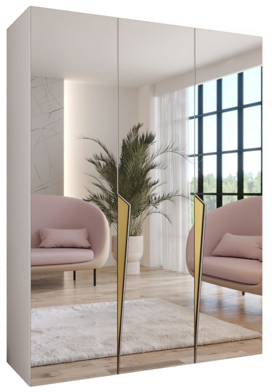 Szafa uchylna z lustrem otwierana Abiks PIANO 3 150 wys 202 cm Biały + Złoty 1 szt