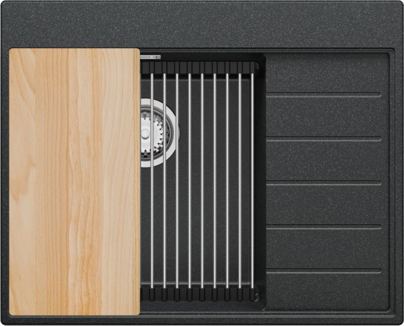 Zlewozmywak Sydney PRIMAGRAN Nablatowy 62x50cm do szafki od 45cm, Grafitowy + Syfon + Akcesoria, S172, 1 szt.