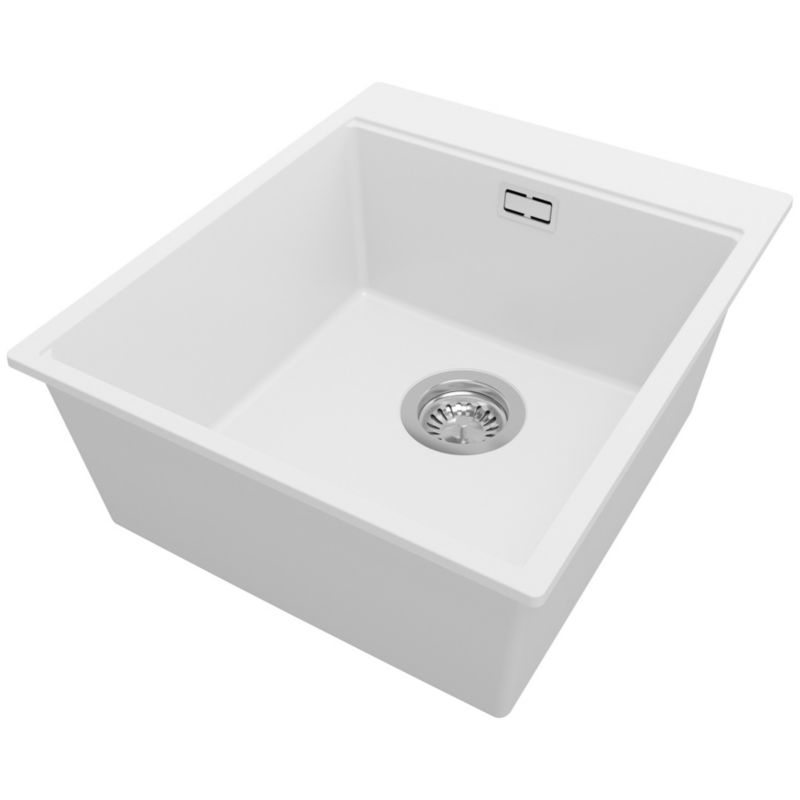Zlewozmywak Oslo PRIMAGRAN Nablatowy 43x50cm do szafki od 45cm z Syfonem Biały 1 szt.