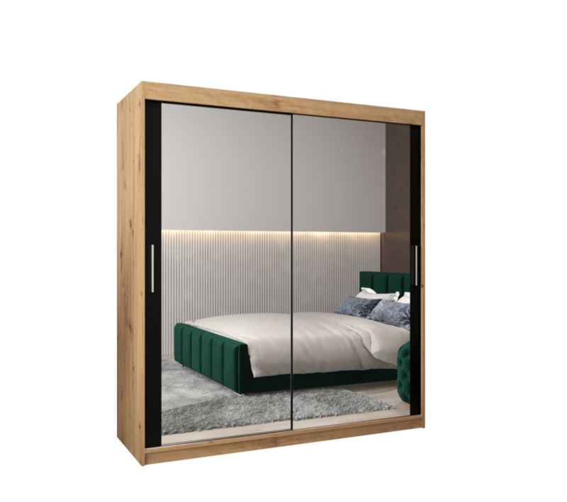 Szafa przesuwna Garderoba Abiks Tokyo 3 180 artisan + czarny 1 szt.