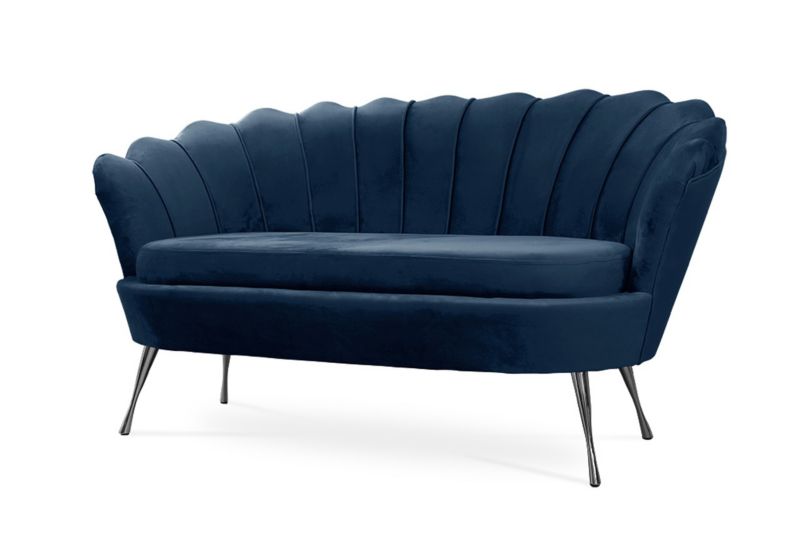 Sofa tapicerowana Bettso Muszelka na srebrnej nodze wygodna w stylu glamour granatowy 1szt.