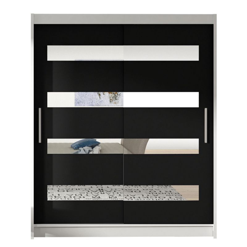 Szafa MIRJAN 24 z drzwiami przesuwnymi Presto XIII biały/czarny/lustro 1 szt.