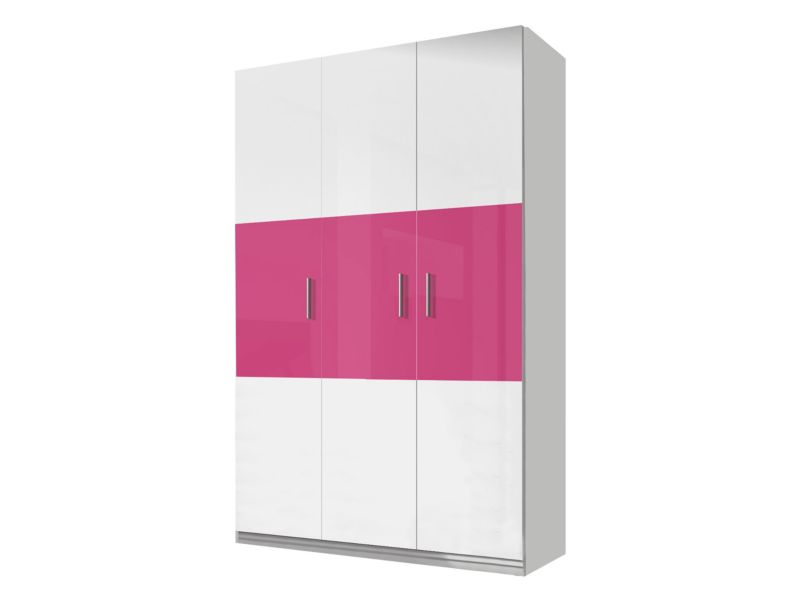 Szafa trzydrzwiowa MIRJAN 24 Raj 07 biały + biały połysk / różowy połysk 1 szt.