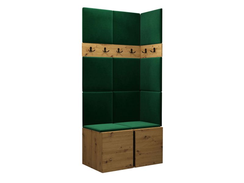 Garderoba MIRJAN 24 Orion I dąb artisan/czarny + butelkowa zieleń 1 kpl.