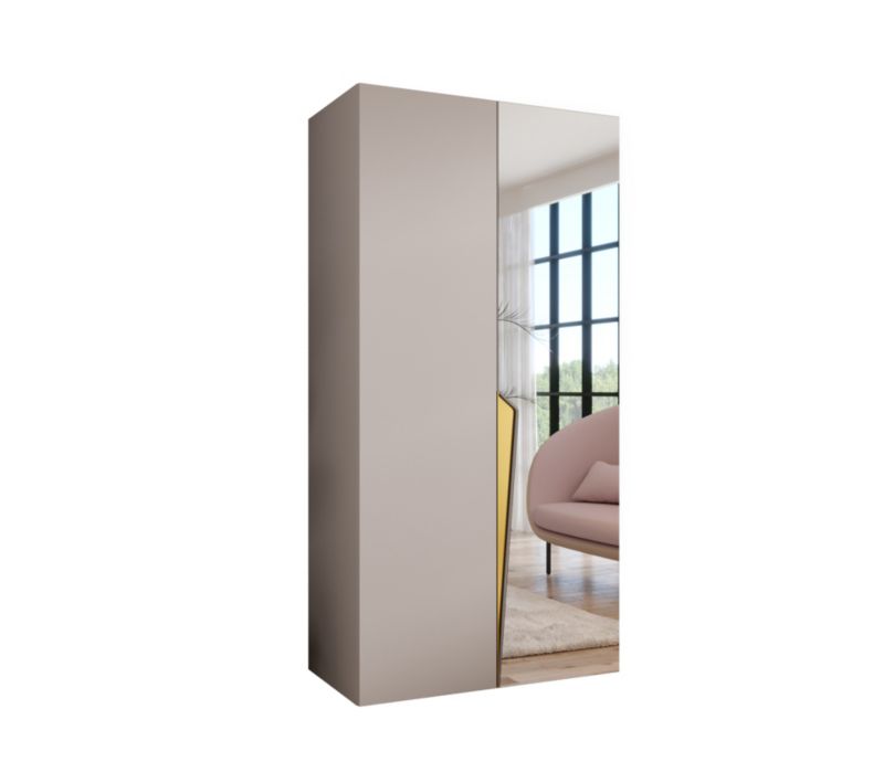 Szafa uchylna z lustrem otwierana Abiks PIANO 2 100 wys 202 cm Kaszmir + Złoty 1 szt