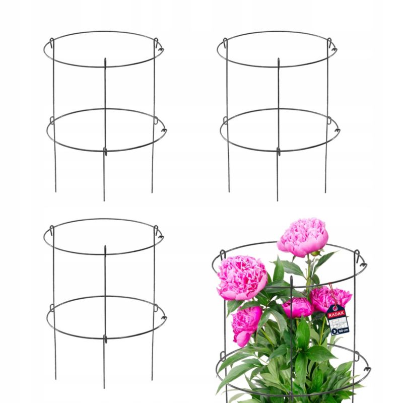 Podpora Ogrodowa KADAX Roślin Kwiatów 60cm Pierścieniowa Podpórka Stalowa 3szt