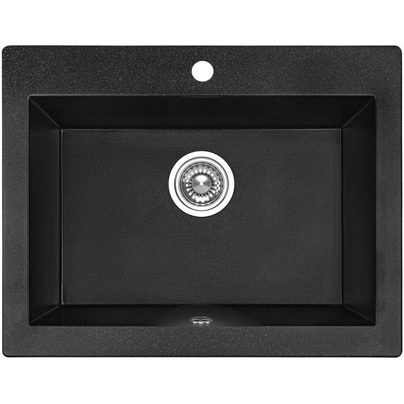 Zlew Zlewozmywak Granitowy Jednokomorowy Czarny KOMODO, Laveo, 49x63cm z syfonem, 1 szt.
