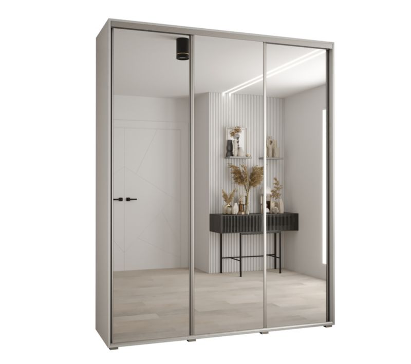 Szafa przesuwna Abiks DAVOS 2 wysoka szer.200cm gł.45cm biały/biały/srebrny 1szt.