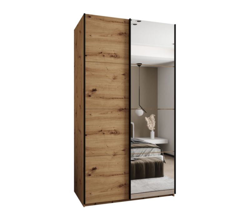 Szafa przesuwna Abiks LUX 3 wysoka szer.130cm artisan/artisan/czarny 1szt.