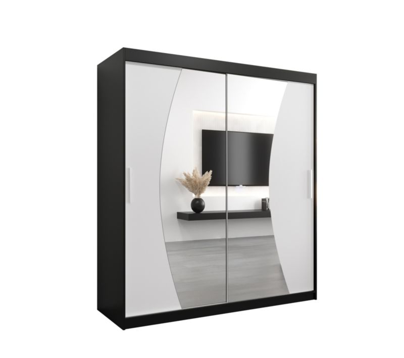 Szafa przesuwna Garderoba Abiks WAVE 180 czarny mat + biały mat 1 szt.