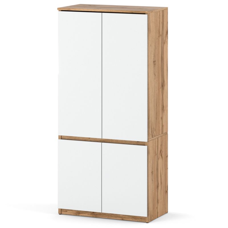 Szafa Hurtownia-Mebli 4 Drzwi Posti 80cm Dąb Wotan Biały Mat 80x50x180 cm 1szt.