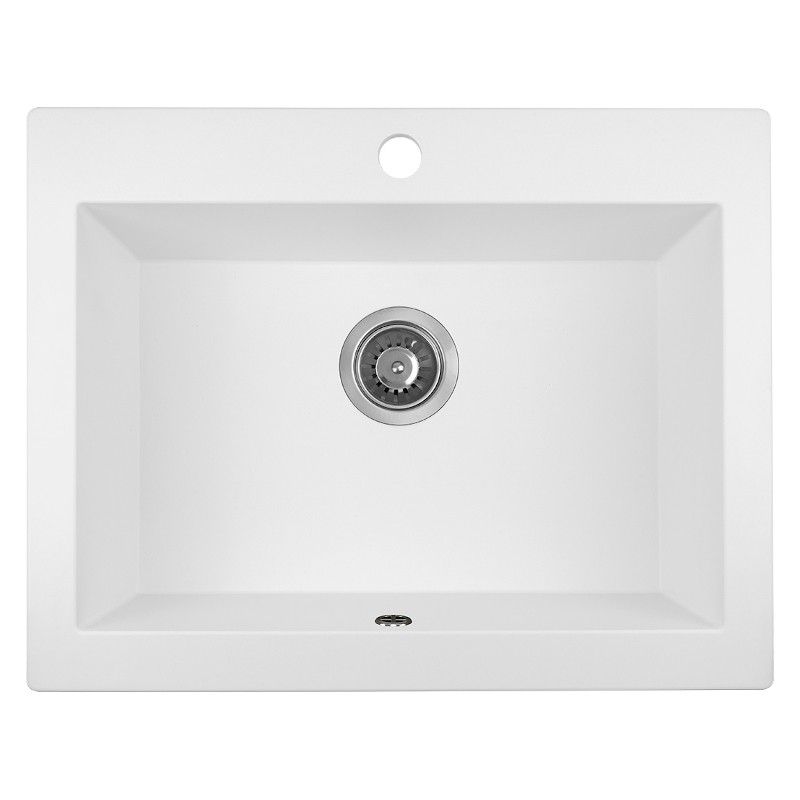 Zlew Zlewozmywak Granitowy Biały KOMODO, Laveo, 49x63cm z syfonem, 1 szt.