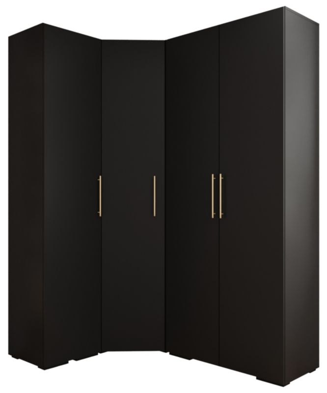 Garderoba wysoka do przedpokoju Abiks INOVA 3 Z3 czarny+złoty 1 szt.