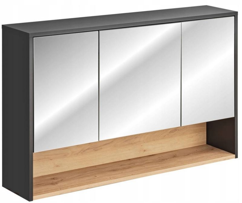 Szafka łazienkowa Furnidea 100 cm z lustrem szary dąb artisan Borneo 1 szt.