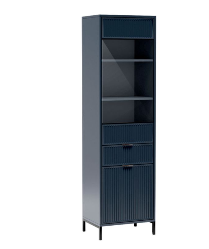 Witryna Furnidea 195 cm indigo frezowane fronty metalowe nogi LINK 1 szt.