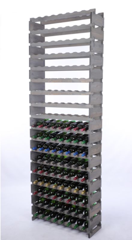Stojak na wino MODO24 regał modułowy na butelki 18 leżni x 8 butelek montaż bez narzędzi impregnacja szara 1 szt.