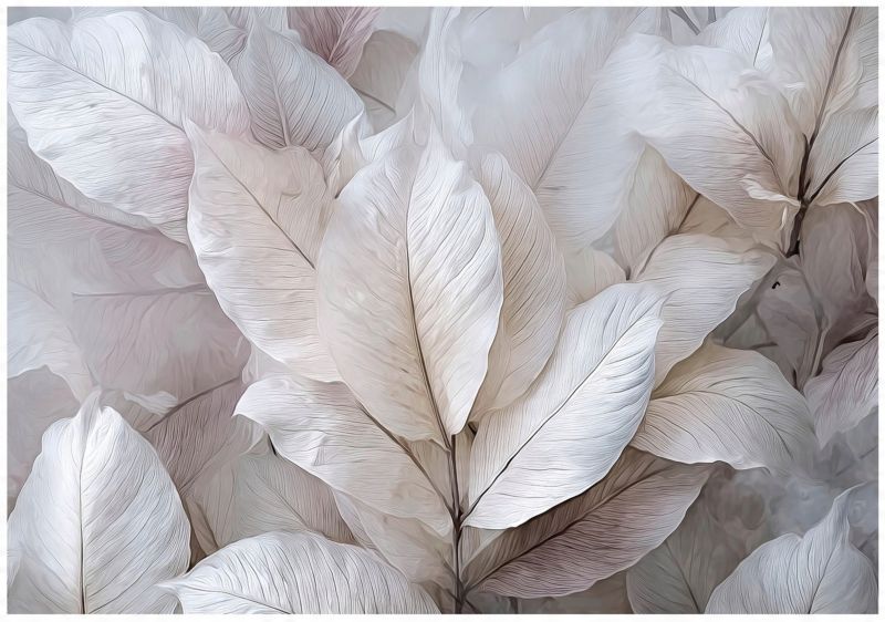Fototapeta Liście 3D Abstrakcja Szary WALLARENA 250x175 cm Tapeta Do Sypialni Salonu Kuchni 1 szt.