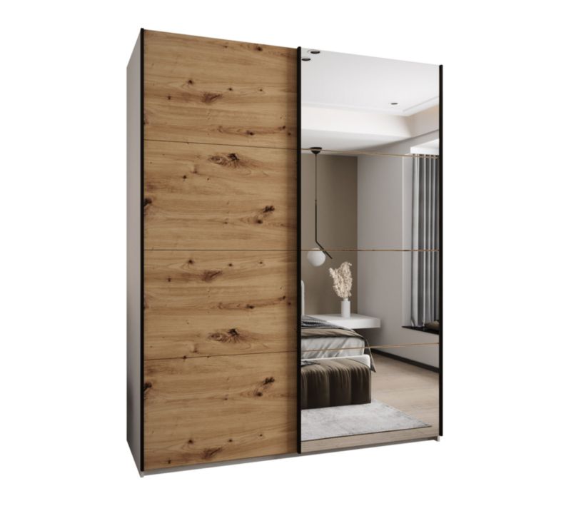 Szafa przesuwna Abiks LUX 3 wysoka szer.200cm biały/artisan/czarny 1szt.