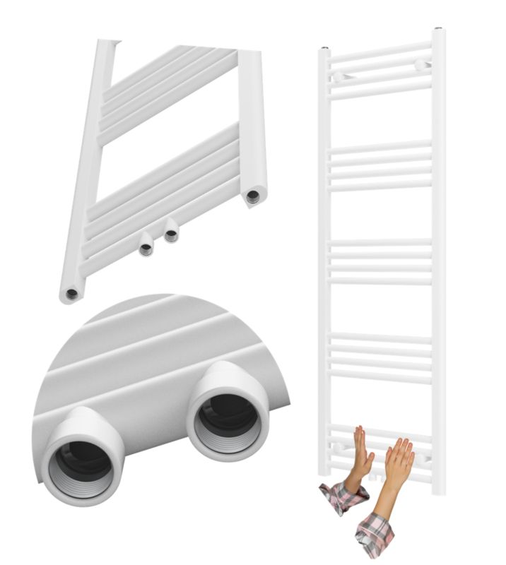 Grzejnik Łazienkowy Granitan Raven 140/50cm Biały Kaloryfer Drabinkowy 1kpl.