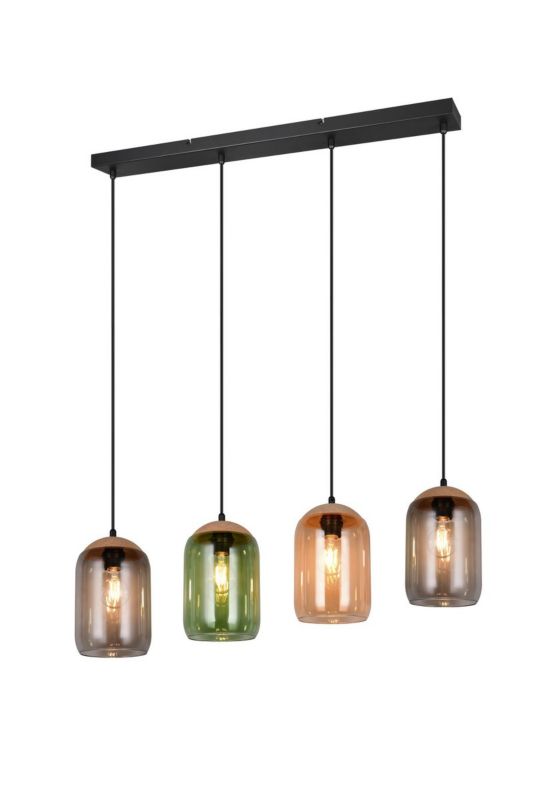Lampa wisząca Trio Cork 2997 czarna-dymiona-bursztynowy-zielona nad stół 4xE27 x 1 szt.