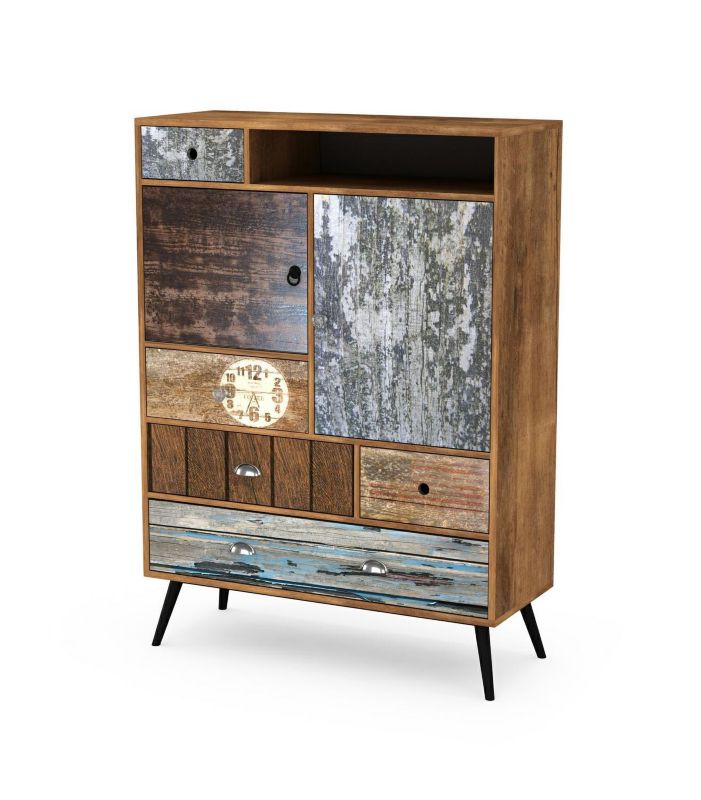 Komoda wysoka Kaliope nowoczesna INTESI czarna 100 cm szerokości do salonu 1 szt.