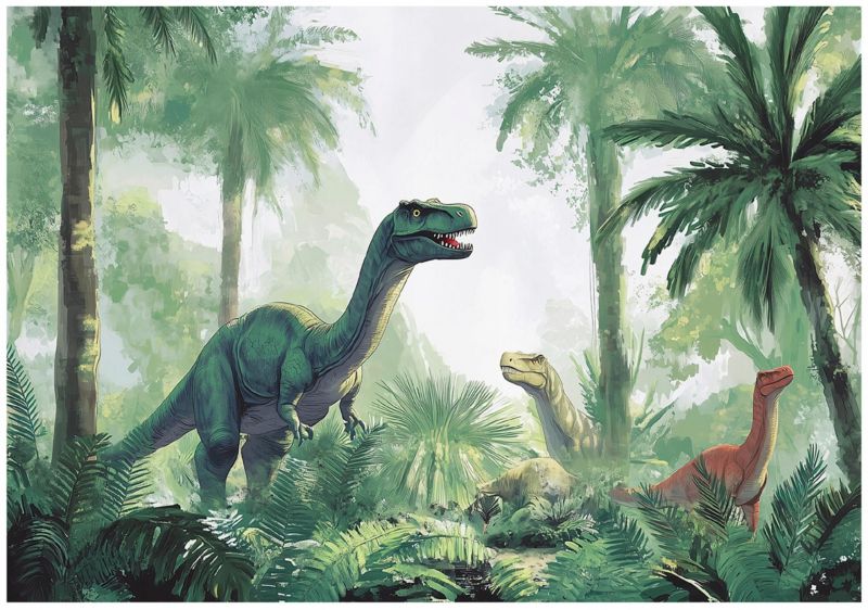 Tapeta Dziecięca WALLARENA 350x250 cm Fototapeta Dla Dzieci Dinozaury Dekoracja Ścienna 1 szt.