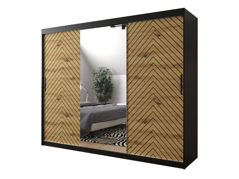 Szafa MIRJAN 24 Jodełka 2 250 czarny / dąb artisan + czarny 1 szt.