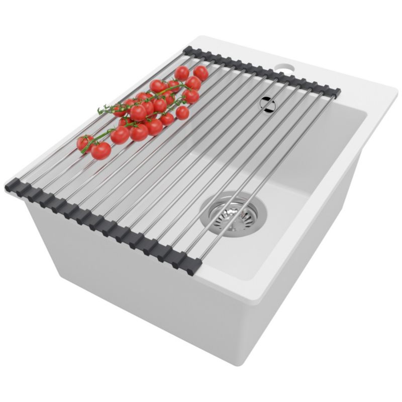 Zlewozmywak Ryga PRIMAGRAN Nablatowy 38x50cm do szafki od 40cm z Syfonem i Dodatkiem Biały 1 szt.