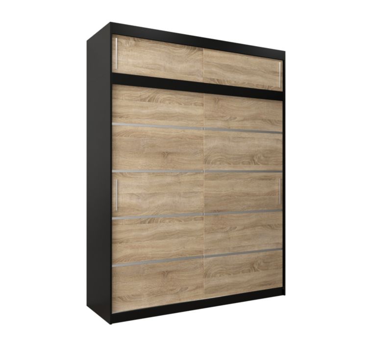 Szafa przesuwna Abiks Verona 1 180 czarny + sonoma z nadstawką 1 szt.