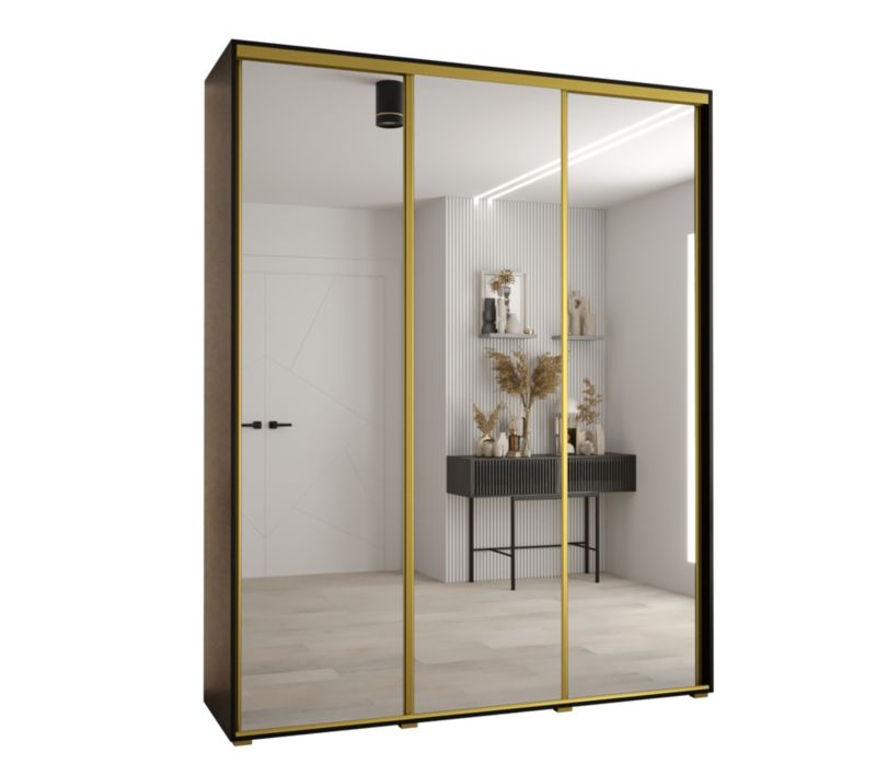 Szafa przesuwna Abiks DAVOS 2 wysoka szer.190cm gł.60cm czarny/czarny/złoty 1szt.