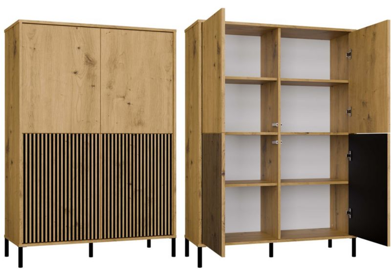 Witryna TopEShop Kamaro 4DK Slim/Gładki Dąb Artisan 103,5x147,5x40 cm 1szt