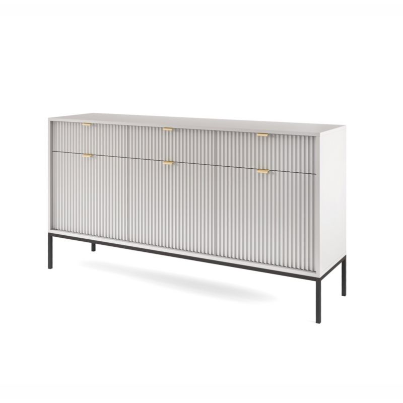 Komoda trzydrzwiowa z szufladami Bettso Nova 154 cm na czarnych nogach szary 1szt.