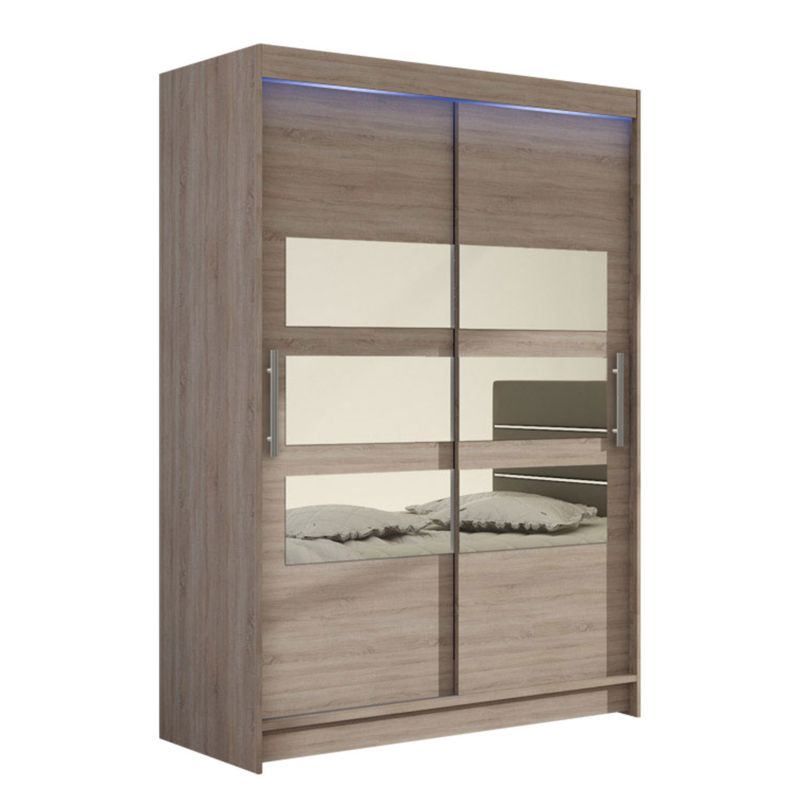 Szafa MIRJAN 24 z drzwiami przesuwnymi Miami V z oświetleniem RGB trufel/lustro 1 szt.