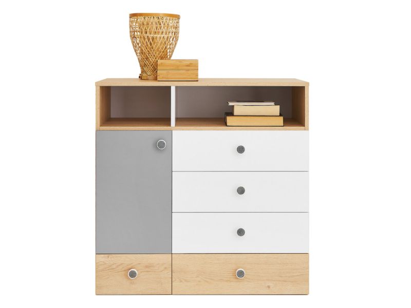 Komoda MIRJAN 24 Pixel System PX9 dąb biszkoptowy/biały lux/szary 1 szt.