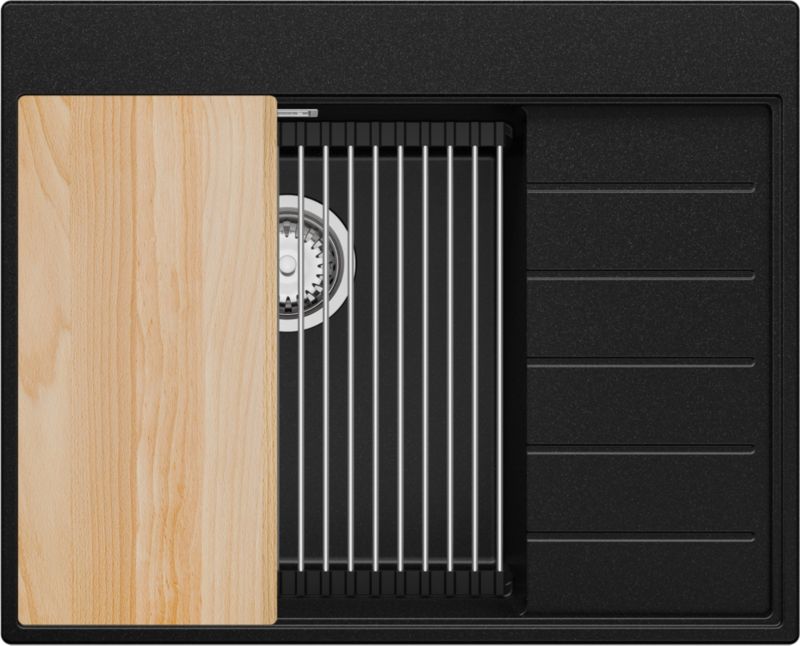 Zlewozmywak Sydney PRIMAGRAN Nablatowy 62x50cm do szafki od 45cm, Czarny + Syfon + Akcesoria, S171, 1 szt.