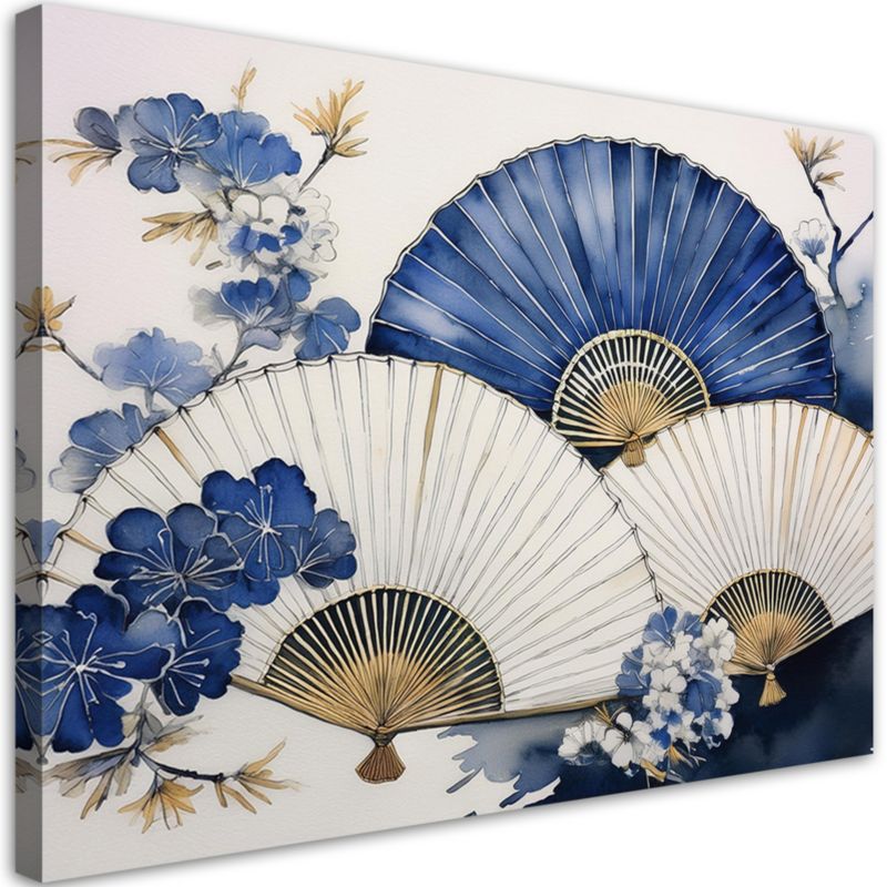 Obraz do sypialni salonu Feeby Japońskie Wachlarze Niebieski 60x40 cm 1szt