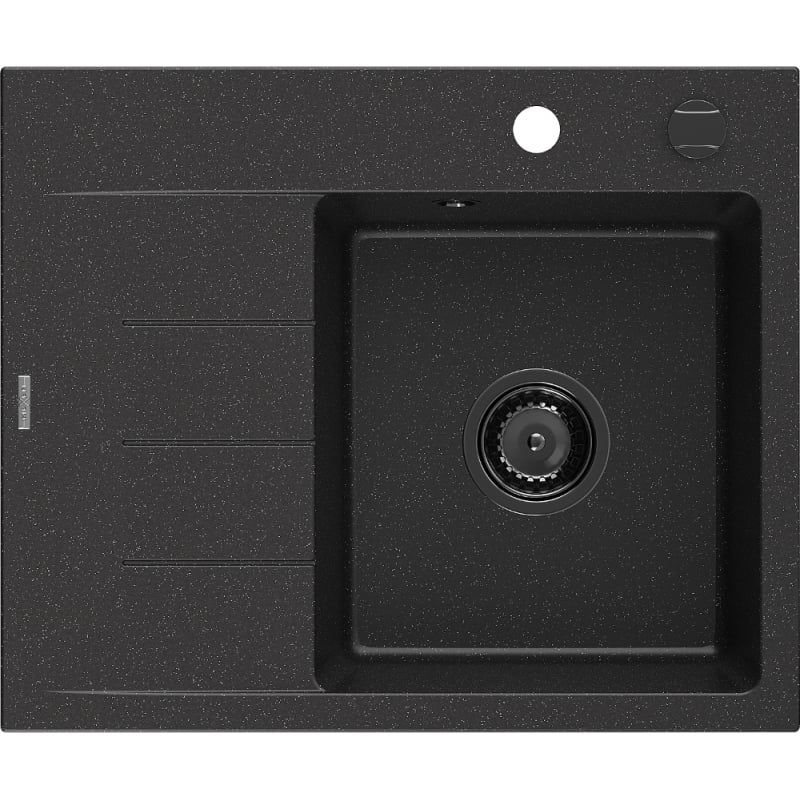Zlewozmywak granitowy wpuszczany Mexen Ben 1-komorowy czarny/złoty 600x500 mm - 6522605000-75-G 1 szt.