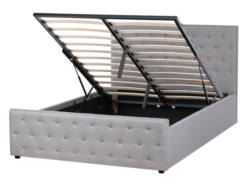 Łóżko z pojemnikiem Amiens 140 x 200 cm Jasnoszary 1 szt.