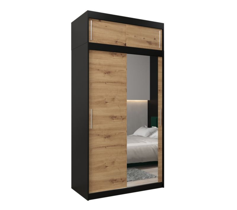 Szafa przesuwna Garderoba Abiks Tokyo 2 120 czarny + artisan z nadstawką 1 szt.