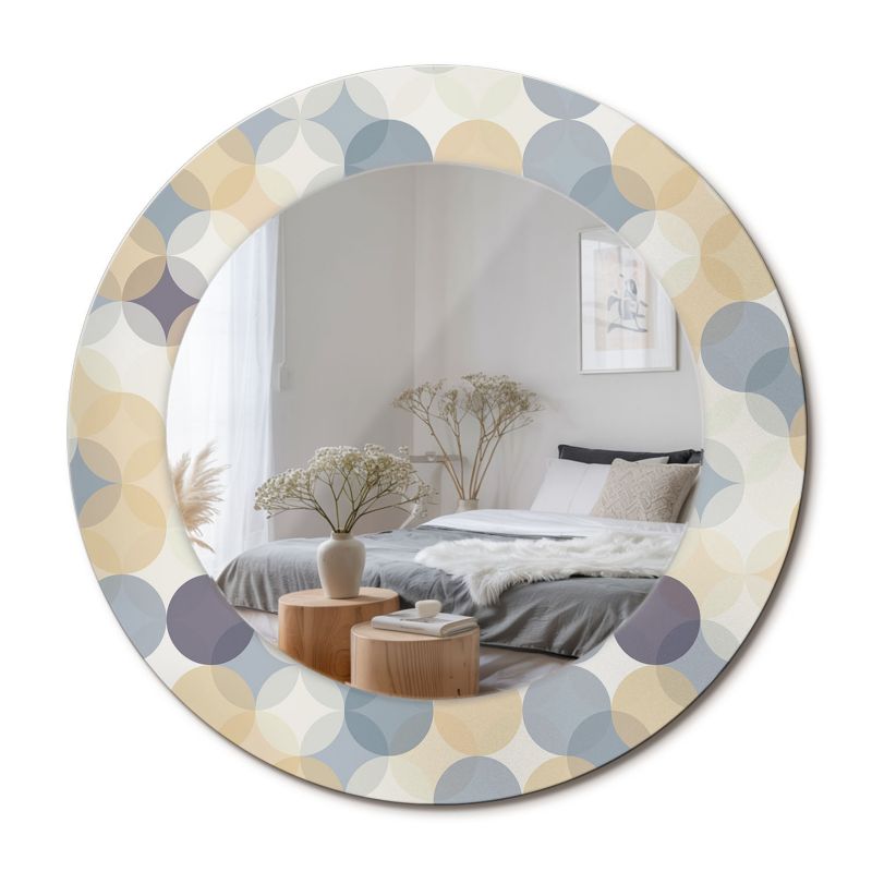 Lustro Dekoracyjne Okrągłe ArtPrintCave 50 cm Geometryczne Koła Elegancka Szklana Rama do Małych Pomieszczeń 1 szt.