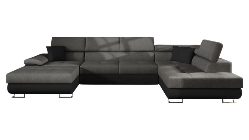 Narożnik z funkcją spania MIRJAN 24 Cotere Bis prawy czarna ekoskóra/grafitowy/czarna ekoskóra 1 szt.