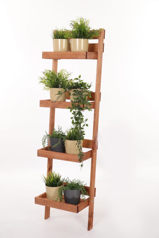 Kwietnik drewniany MODO24 4-poziomowy opierany o ścianę 145x37x23 cm impregnowany brązowy eko 1 szt.