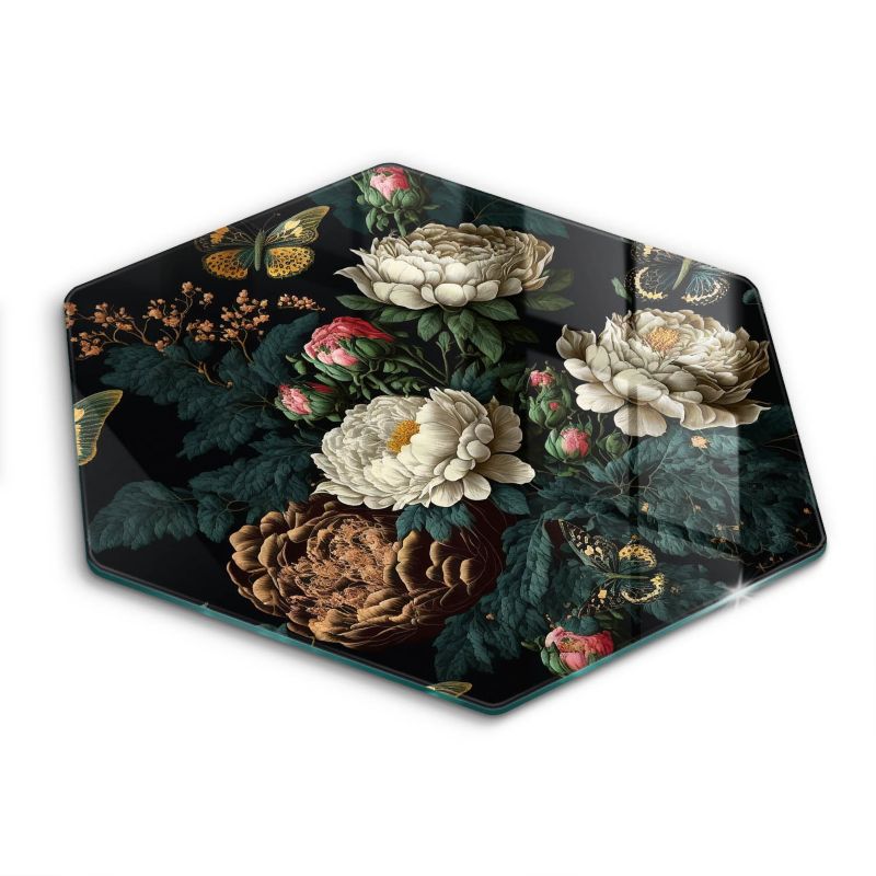 Szklana deska do krojenia Wallfluent h40 cm Vintage kwiaty piwonii 1 szt.