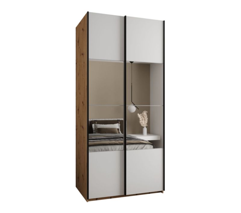 Szafa przesuwna Abiks LUX 4 wysoka szer.100cm artisan/biały/czarny 1szt.