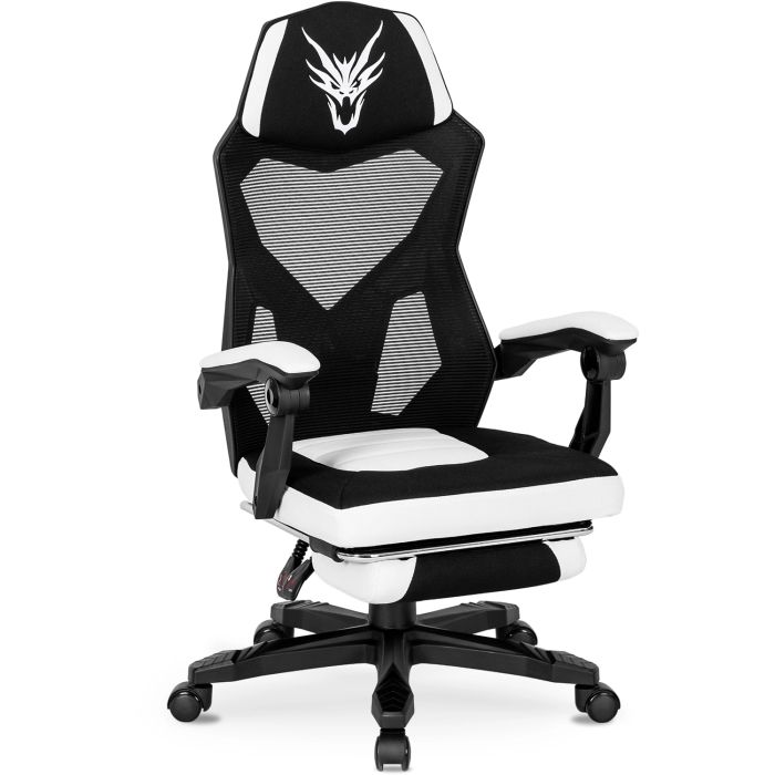 Fotel Gamingowy Bing Mebel Elite Obrotowy z Podnóżkiem Czarny/Biały 1 szt
