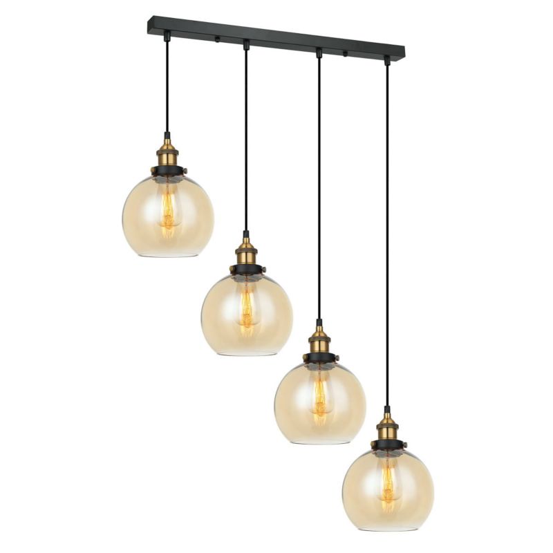 Lampa sufitowa wisząca Italux Cardena 1967 czarno-złota industrialna 4xE27 x 40W 1 szt.