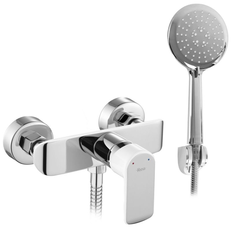 Bateria Prysznicowa Ze Słuchawką Rea Bloom Biała Chrom 13,5X9,5X9,5Cm 1 Szt