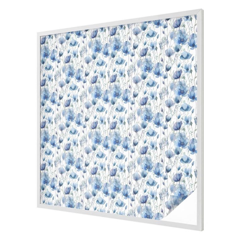 Witraż na Folii Samoprzylepnej Wallfluent 100x100 cm Folia Mrożona Dekoracyjna Niebieski wzór kwiatowy 1 rol.