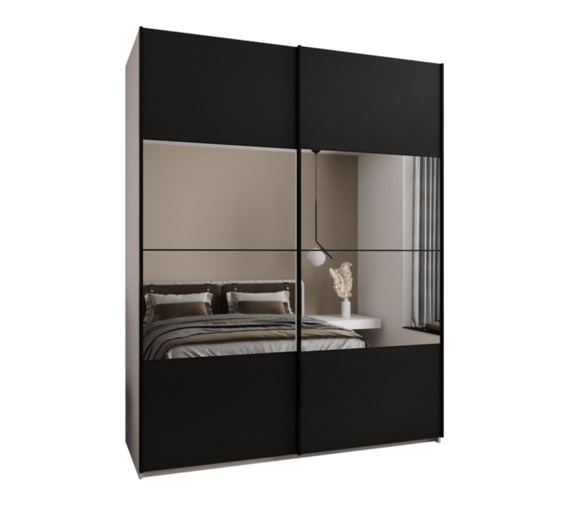 Szafa przesuwna Abiks LUX 4 wysoka szer.200cm biały/czarny/czarny 1szt.